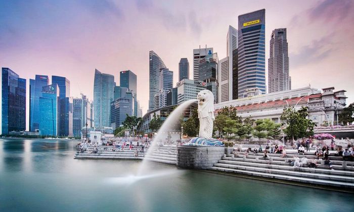 Sư tử biển Merlion - biểu tượng của Singapore.