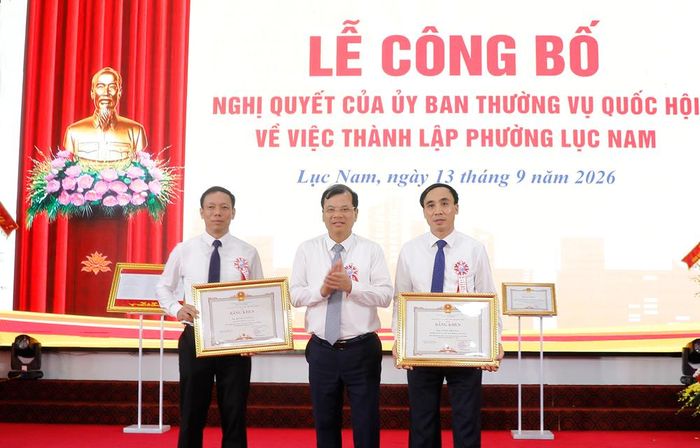 Đồng chí Phan Thế Tuấn trao Bằng khen của Chủ tịch UBND tỉnh cho các cá nhân.