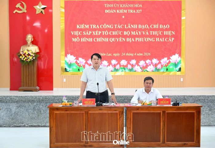 Đồng chí Lương Đức Hải - Ủy viên Ban Thường vụ Tỉnh ủy, Trưởng Ban Tổ chức Tỉnh ủy phát biểu kết luận tại buổi kiểm tra. Ảnh: N.B