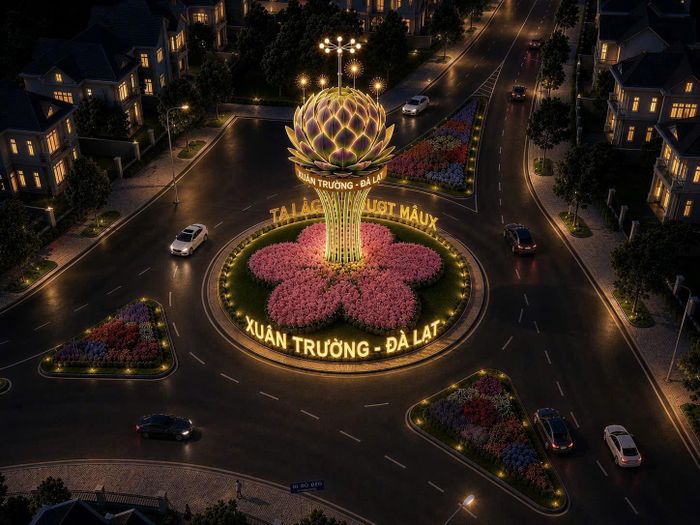 Demo công trình vòng xoay Trại Mát - Huỳnh Tấn Phát, phường Xuân Trường - Đà Lạt
