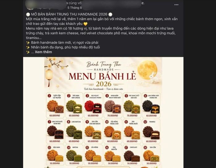 Thị trường bánh Trung thu handmade bán Online được đông đảo khách hàng tiếp cận.