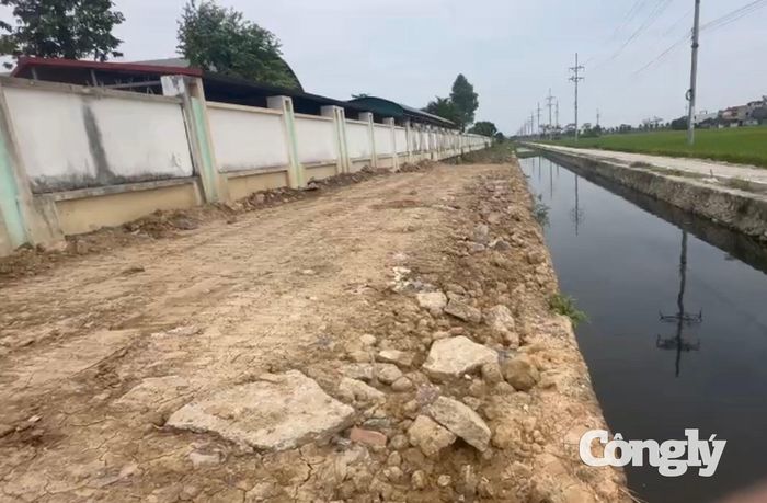 Thực tế ghi nhận đất được sử dụng để đắp nền có lẫn đá, gạch vụn với kích thước khá lớn.