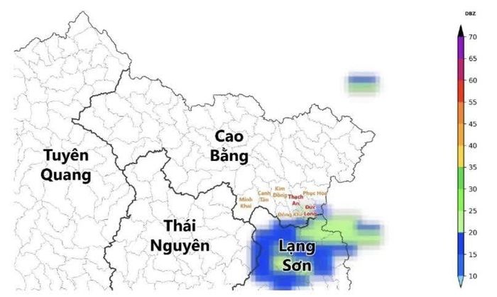 Ảnh radar thời tiết tỉnh Cao Bằng.