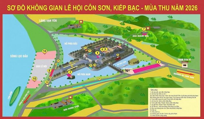 Sơ đồ không gian Lễ hội Côn Sơn, Kiếp Bạc – mùa Thu năm 2026. Ảnh nguồn CTTTP