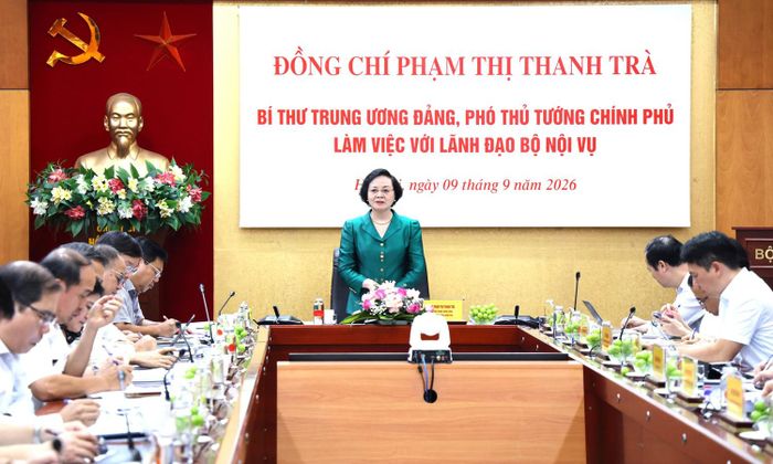 Phó Thủ tướng Phạm Thị Thanh Trà làm việc với Bộ Nội vụ ngày 9/9. (Ảnh: chinhphu.vn)