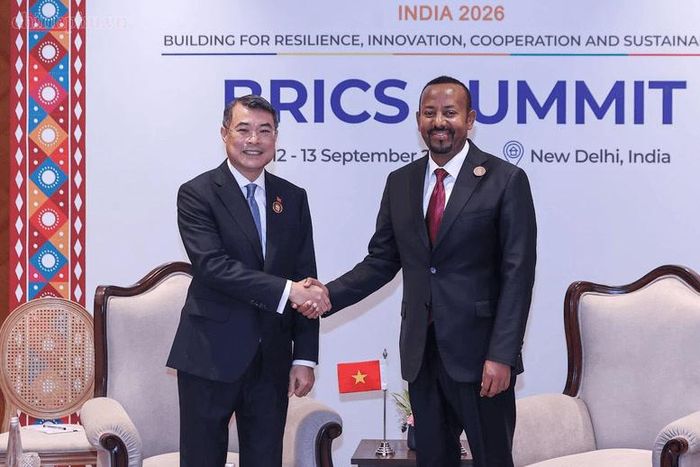 Thủ tướng Chính phủ Lê Minh Hưng gặp Thủ tướng Ethiopia Abiy Ahmed Ali. Ảnh: Chinhphu.vn/Nhật Bắc