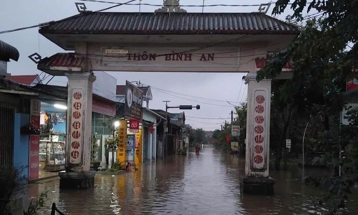 Nước ngập tại các thôn Hòa Vang, Hòa Mỹ, Bình An, An Nông và Thuận Hóa (xã Hưng Lộc). Ảnh: Q.P.