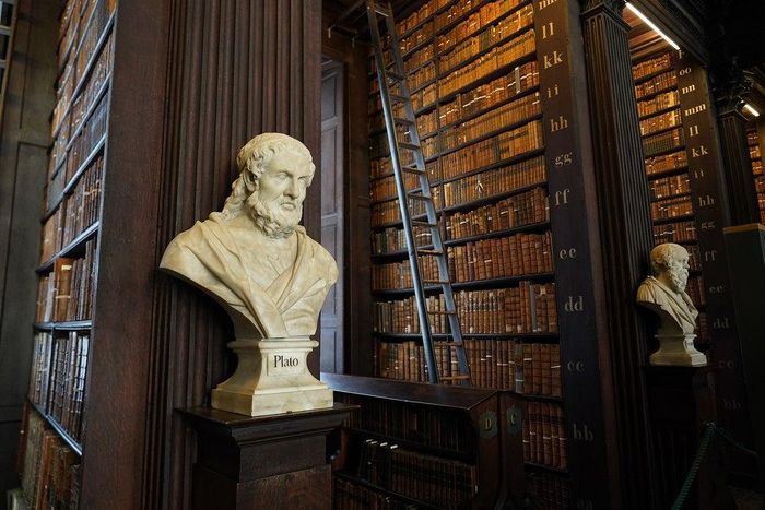 Không chỉ có sách, Long Room còn giống một bảo tàng thu nhỏ với nhiều hiện vật gắn với lịch sử Ireland. Dọc hai bên đại sảnh là những bức tượng bán thân bằng đá cẩm thạch của các triết gia, nhà văn và những nhân vật có liên hệ với Trinity College. Thư viện cũng trưng bày Brian Boru Harp - cây đàn hạc thời Trung cổ được xem là biểu tượng của Ireland và trở thành hình mẫu biểu tượng cho quốc gia này. Ảnh: Trinity College Dublin.