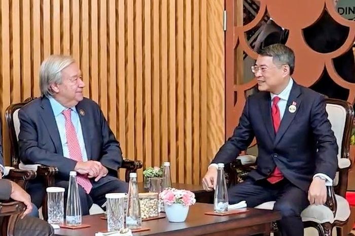 Thủ tướng Chính phủ Lê Minh Hưng gặp Tổng Thư ký Liên Hợp Quốc António Guterres - Ảnh: BNG
