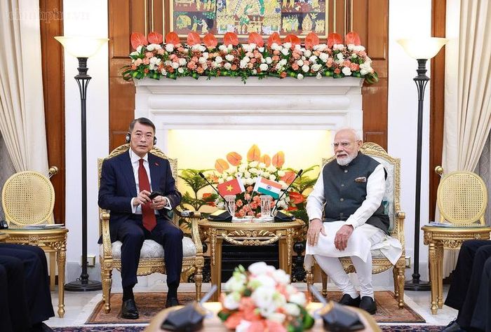 Thủ tướng Lê Minh Hưng hội đàm với Thủ tướng Ấn Độ Narendra Modi - Ảnh: chinhphu.vn/Nhật Bắc