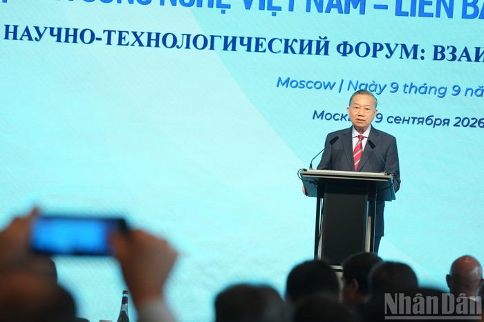 Tổng Bí thư, Chủ tịch nước Tô Lâm phát biểu ý kiến tại diễn đàn. (Ảnh: THANH THỂ)
