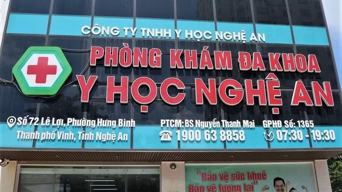 Phòng khám đa khoa Y học Nghệ An tại số 72 Lê Lợi, phường Thành Vinh. (Ảnh: CTV)