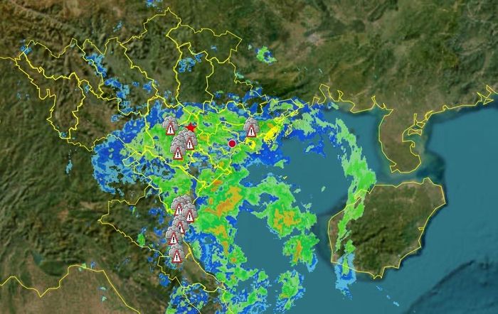  Ảnh radar thời tiết lúc 16 giờ 40 phút ngày 14-9. Chụp lại màn hình 