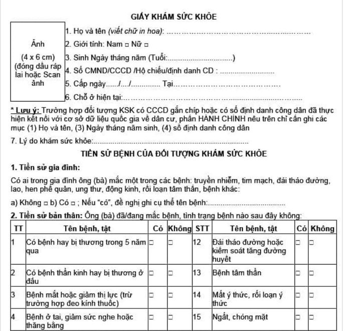  Mẫu giấy khám sức khỏe. Ảnh minh họa 