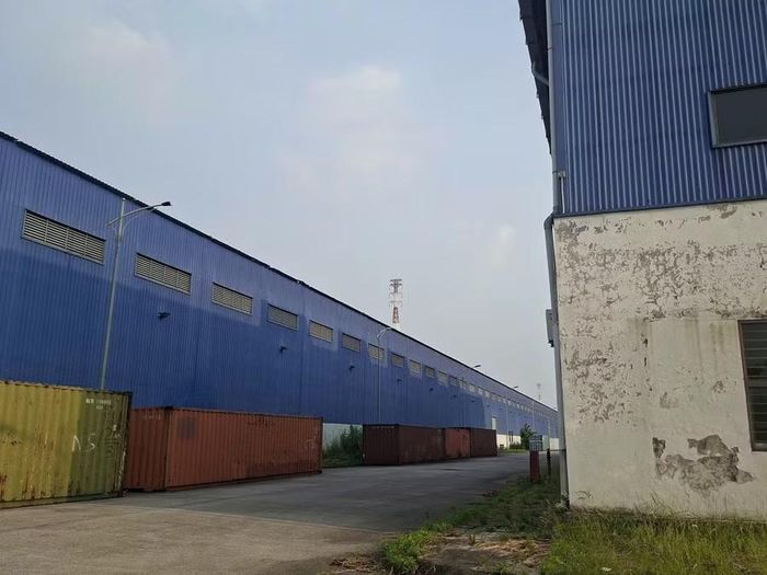 Tường của tòa nhà bong tróc, loang lổ.