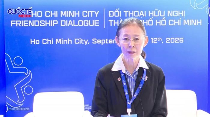 Bà Keiko Murakami, Phó Giám đốc Cục Kinh tế, Thương mại và Công nghiệp vùng Kansai (METI-Kansai), trả lời phỏng vấn Báo Thế giới và Việt Nam bên lề Đối thoại Hữu nghị TP. Hồ Chí Minh năm 2026.