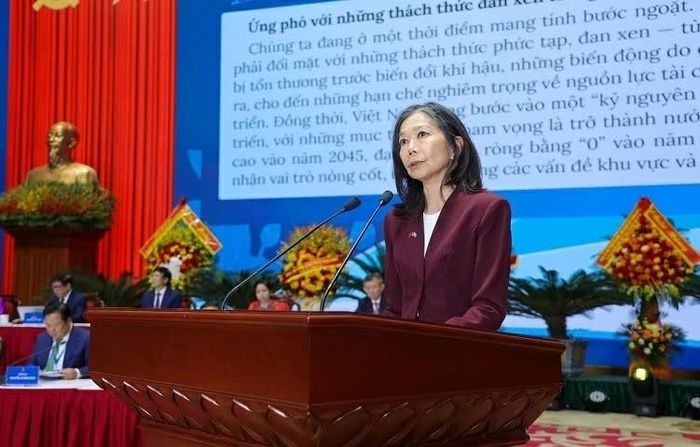 Bà Pauline Tamesis, Điều phối viên Thường trú Liên hợp quốc tại Việt Nam phát biểu. (Ảnh: Đinh Hòa)