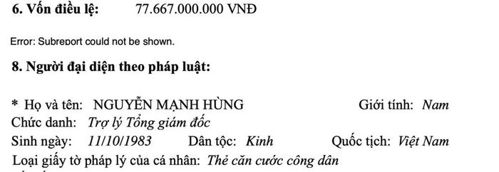 Thông tin của pháp nhân Tesla tại Việt Nam. Ảnh: Chụp màn hình