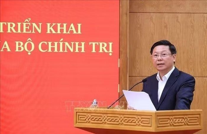 Đồng chí Trần Thanh Lâm, Uỷ viên Trung ương Đảng, Phó Trưởng ban Thường trực Ban Tuyên giáo Trung ương quán triệt Nghị quyết số 25-NQ/TW của Bộ Chính trị và Chỉ thị 07-CT/TW. Ảnh: Tuấn Anh/TTXVN