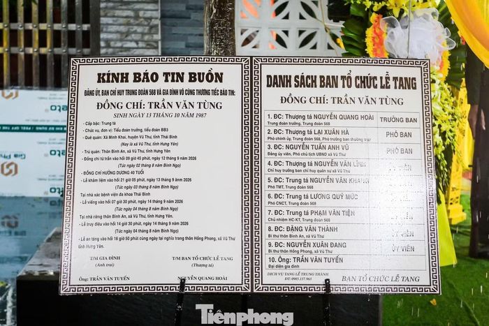 Thông tin về tang lễ Trung tá Trần Văn Tùng.