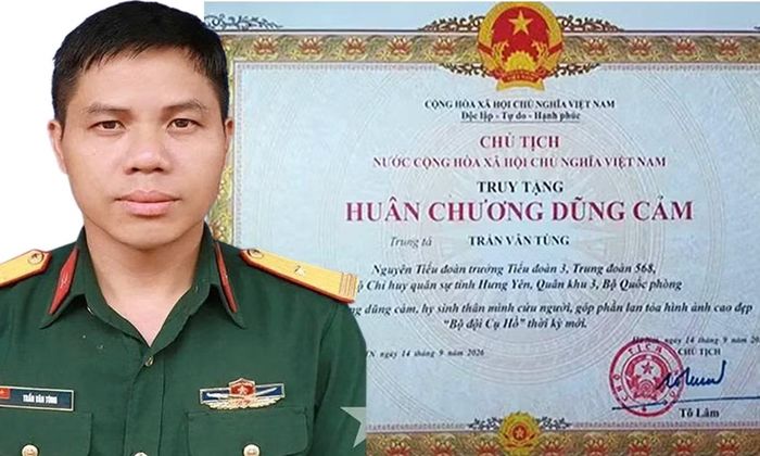 Chủ tịch nước tặng Huân chương dũng cảm cho Trung tá Trần Văn Tùng.