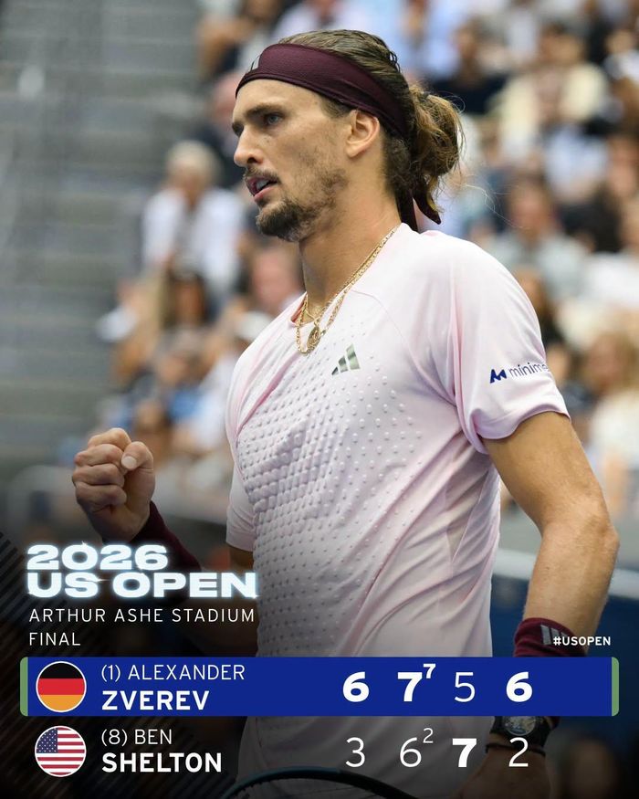 Zverev đánh bại niềm hi vọng của chủ nhà Ben Shelton trong trận chung kết - Ảnh: US Open