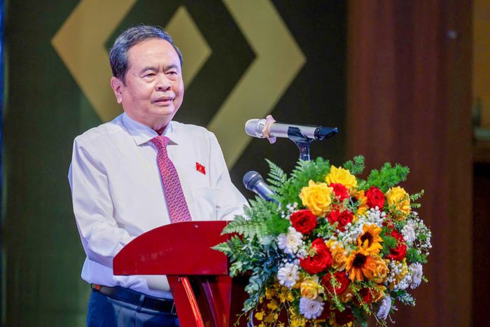 Chủ tịch Quốc hội Trần Thanh Mẫn phát biểu tại hội nghị. Ảnh: Hưng Ngọc