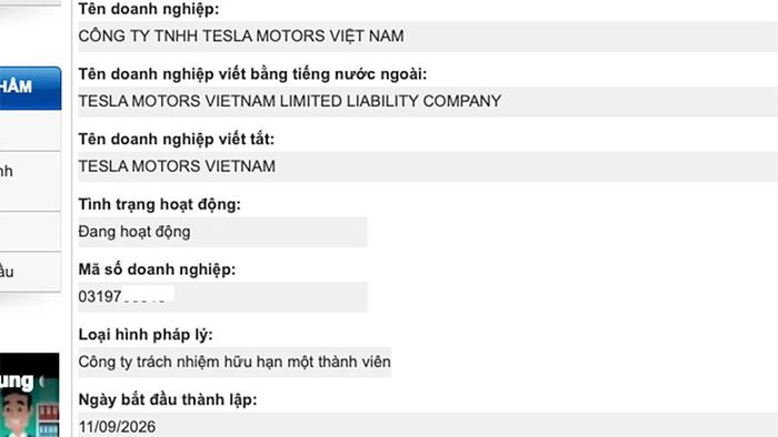 Thông tin đăng ký doanh nghiệp.