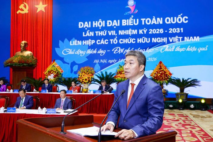 Chủ tịch Liên hiệp các tổ chức hữu nghị Việt Nam Phan Anh Sơn phát biểu