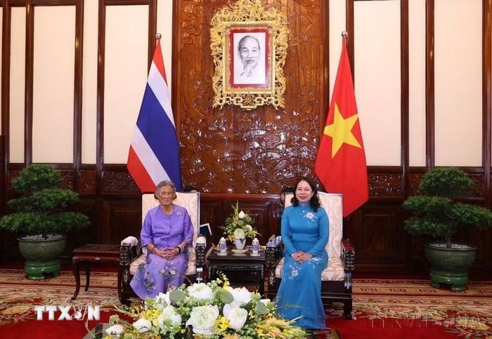 Phó Chủ tịch nước Võ Thị Ánh Xuân tiếp Công chúa Thái Lan Maha Chakri Sirindhorn sang thăm Việt Nam (Hà Nội, 14/8/2024). (Ảnh: Văn Điệp/TTXVN)