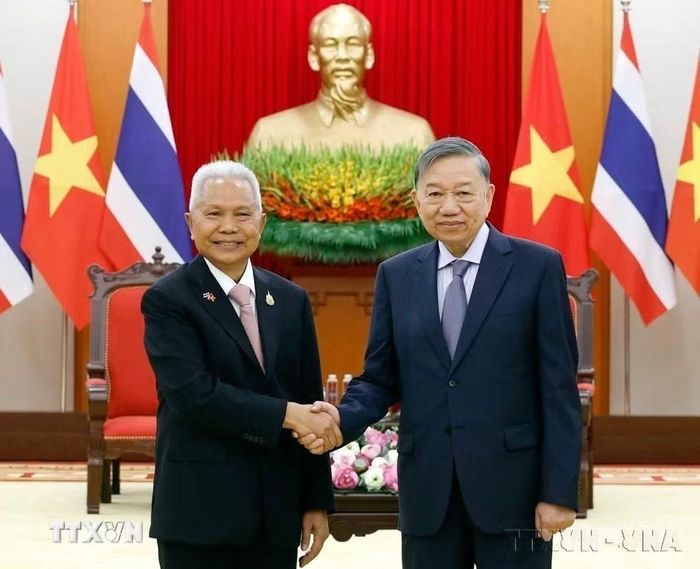 Tổng Bí thư, Chủ tịch nước Tô Lâm tiếp Chủ tịch Quốc hội kiêm Chủ tịch Hạ viện Vương quốc Thái Lan Sophon Zaram trong chuyến thăm chính thức Việt Nam (Hà Nội, 7/8/2026). (Ảnh: Thống Nhất/TTXVN)