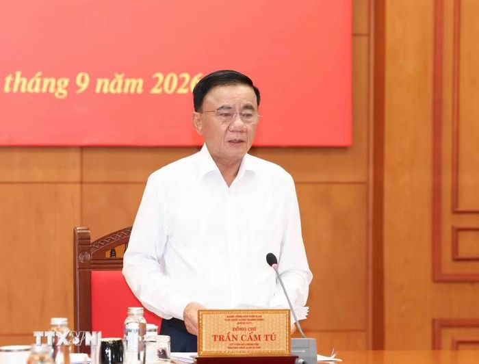 Đồng chí Trần Cẩm Tú, Ủy viên Bộ Chính trị, Thường trực Ban Bí thư, Trưởng Ban Chỉ đạo 35 Trung ương phát biểu chỉ đạo cuộc họp. (Ảnh: Phương Hoa/TTXVN)