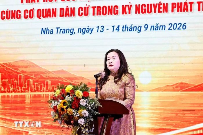 Tổng Biên tập Báo Đại biểu Nhân dân Phạm Thị Thanh Huyền phát biểu khai mạc Hội nghị. (Ảnh: Doãn Tấn/TTXVN)