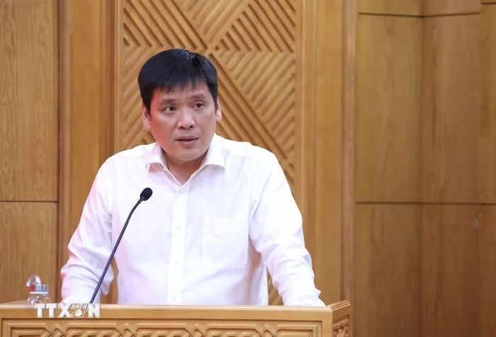 Đồng chí Nguyễn Thanh Bình, Ủy viên Ban Chấp hành Đảng bộ các cơ quan Đảng Trung ương, Phó Bí thư Đảng ủy cơ quan, Phó trưởng Ban Tổ chức Trung ương quán triệt Nghị quyết số 24-NQ/TW. (Ảnh: Tuấn Anh/TTXVN)