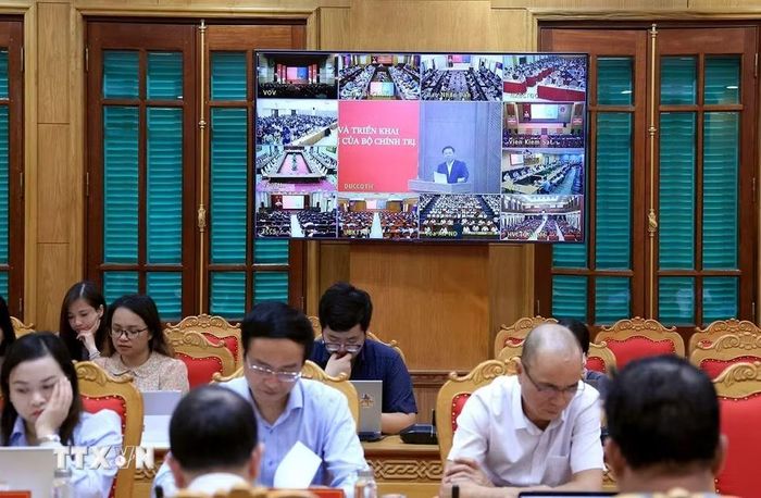 Hội nghị diễn ra dưới hình thức trực tiếp và trực tuyến. (Ảnh: Tuấn Anh/TTXVN)