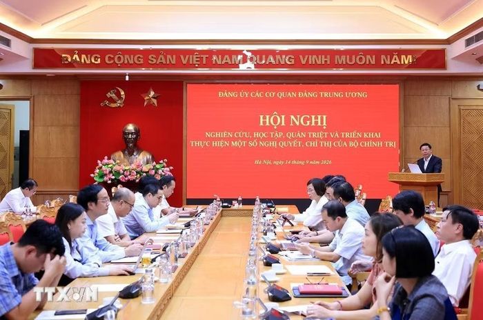 Các đại biểu dự Hội nghị tại điểm cầu chính Đảng ủy các cơ quan Đảng Trung ương. (Ảnh: Tuấn Anh/TTXVN)