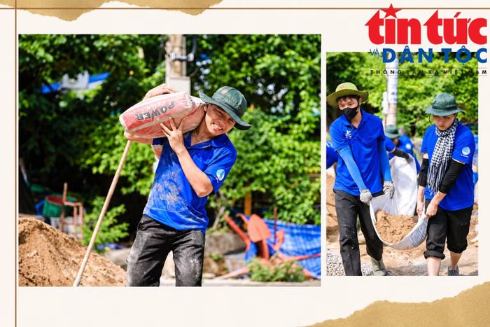 Sinh viên tình nguyện tham gia xây dựng các công trình dân sinh tại khu dân cư ở đặc khu Côn Đảo.