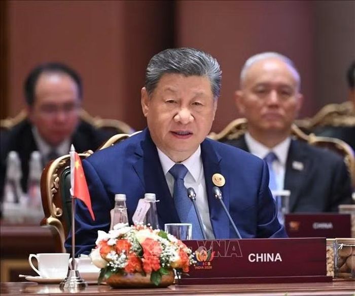 Chủ tịch Trung Quốc Tập Cận Bình phát biểu tại Phiên I của Hội nghị thượng đỉnh BRICS lần thứ 18 ở New Delhi ngày 12/9/2026. Ảnh: THX/TTXVN phát·