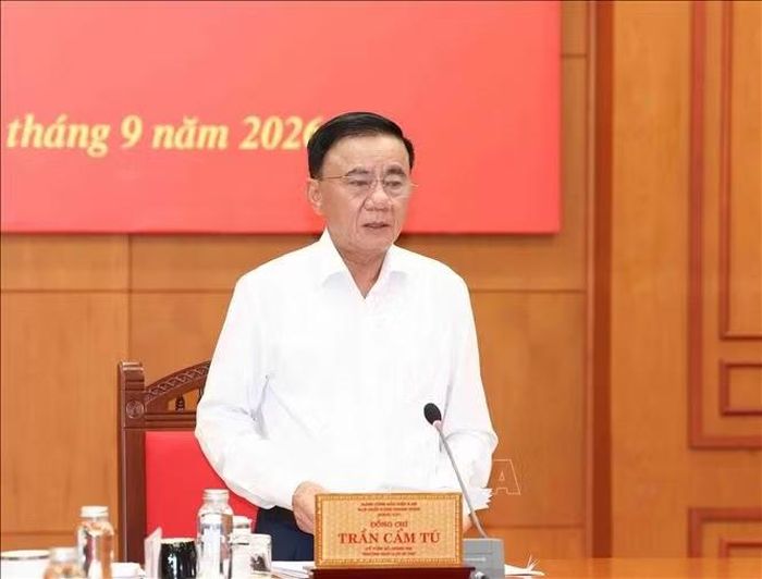 Đồng chí Trần Cẩm Tú, Uỷ viên Bộ Chính trị, Thường trực Ban Bí thư, Trưởng Ban Chỉ đạo 35 Trung ương phát biểu chỉ đạo. Ảnh: Phương Hoa/TTXVN