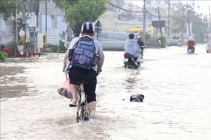 Học sinh phải bỏ đồ vào túi nilong để đến trường thay.