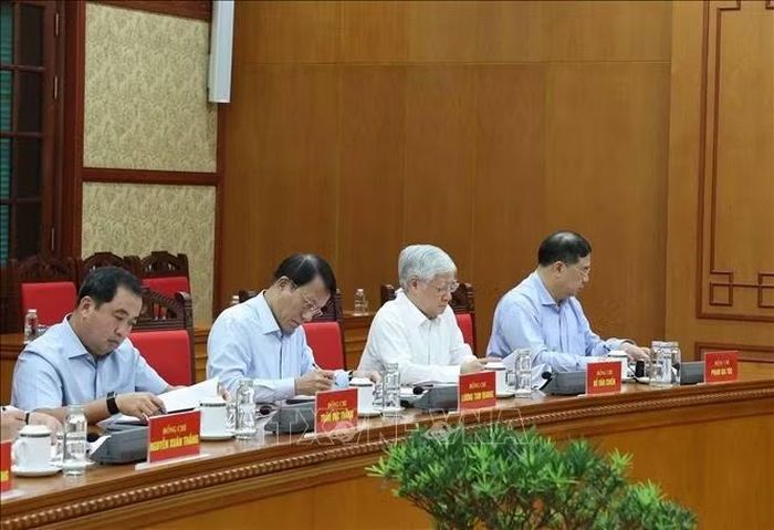 Các đại biểu tham dự cuộc làm việc của Tổng Bí thư, Chủ tịch nước Tô Lâm với Ban Chính sách, chiến lược Trung ương. Ảnh: Thống Nhất/TTXVN