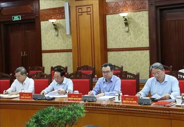 Các đại biểu tham dự cuộc làm việc của Tổng Bí thư, Chủ tịch nước Tô Lâm với Ban Chính sách, chiến lược Trung ương. Ảnh: Thống Nhất/TTXVN