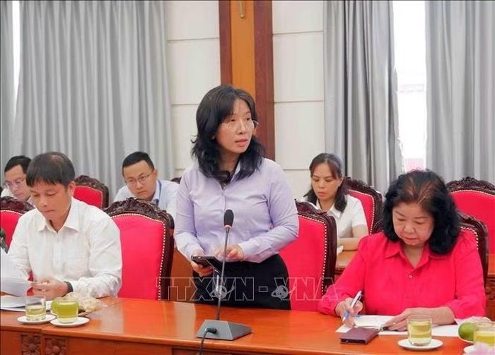Bà Huỳnh Thị Thúy Phương, Phó Chủ tịch Hội Liên hiệp Phụ nữ Thành phố Hồ Chí Minh góp ý Dự thảo Luật tại Hội nghị.