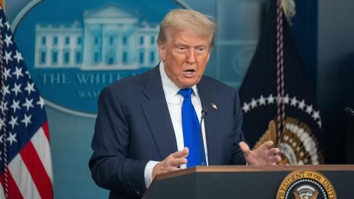 Tổng thống Mỹ Donald Trump phát biểu tại Nhà Trắng. Ảnh: THX/TTXVN