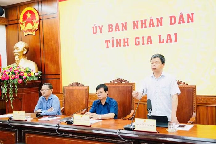  Phó Chủ tịch UBND tỉnh Nguyễn Hữu Quế phát biểu tại hội nghị. Ảnh: N.H 