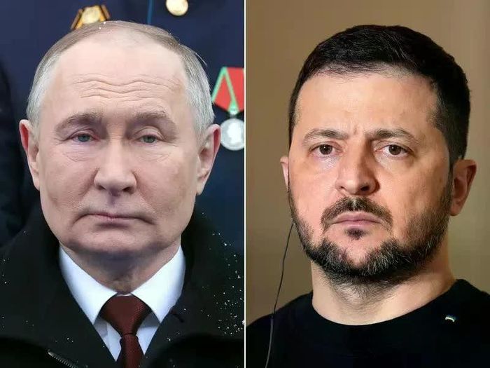 Tổng thống Nga Vladimir Putin và Tổng thống Ukraine Volodymyr Zelensky. Ảnh: AFP