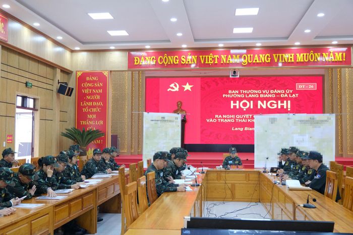 Khung diễn tập phường Lang Biang - Đà Lạt thực hiện các nội dung diễn tập