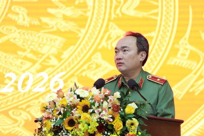 Thiếu tướng Trương Minh Đương, Ủy viên Ban Thường vụ Tỉnh ủy, Giám đốc Công an tỉnh Lâm Đồng, Phó Trưởng Ban Thường trực Ban Chỉ đạo PCKB tỉnh phát biểu khai mạc