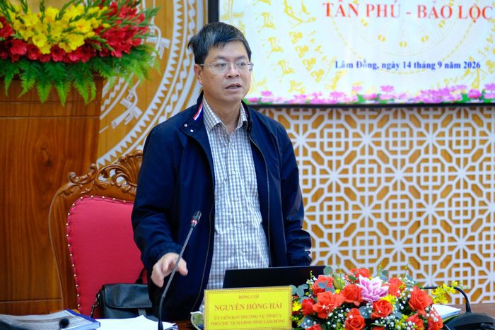 Đồng chí Nguyễn Hồng Hải, Phó Chủ tịch UBND tỉnh Lâm Đồng phát biểu kết luận tại buổi làm việc