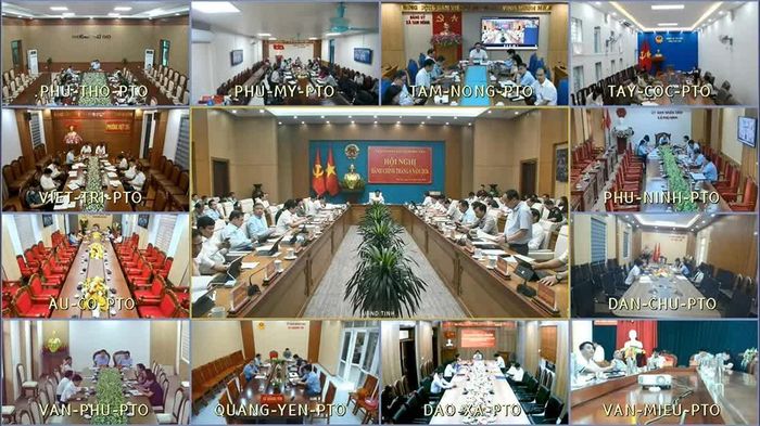 Hội nghị được kết nối trực tuyến tới điểm cầu 148 xã, phường trên địa bàn tỉnh.